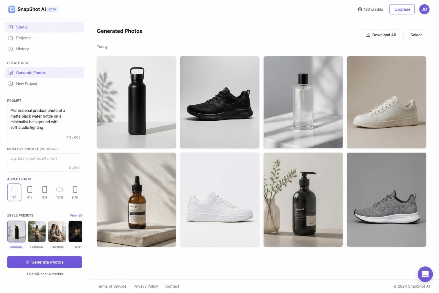 Generative product photography studio